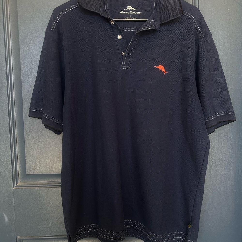 Tommy Bahama Navy Polo with Red Accent